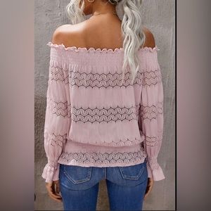 J.O.A. SMOCKED OFF THE SHOULDER BLOUSE| SIZE M